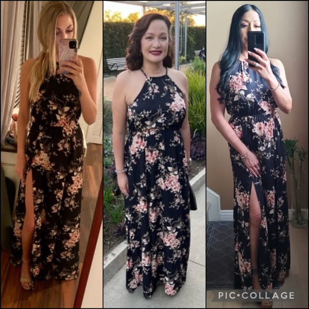 Lulu’s Floral High Neck Halter Slit Leg Maxi Dress - Picture 9 of 13